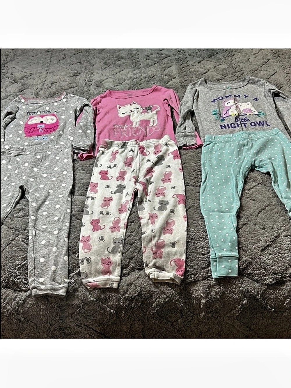 Girls Pajama Set 3-Pack Pink, Grey, Teal
